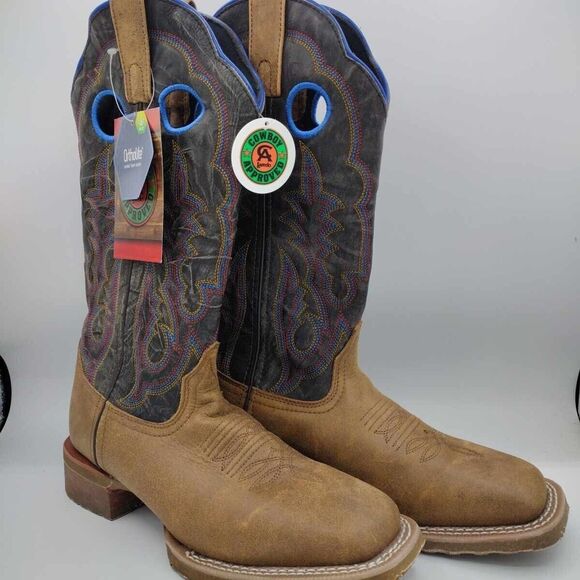 Laredo Mens 7 D Boot  Western Boots Brown Blue, Brand New With Tags And Box - Picture 1 of 10